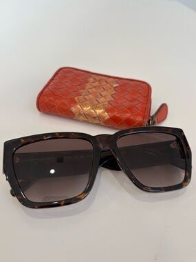 Bottega Veneta Red Intrecciato Leather Zip Around Wallet Metallic Detail Italy